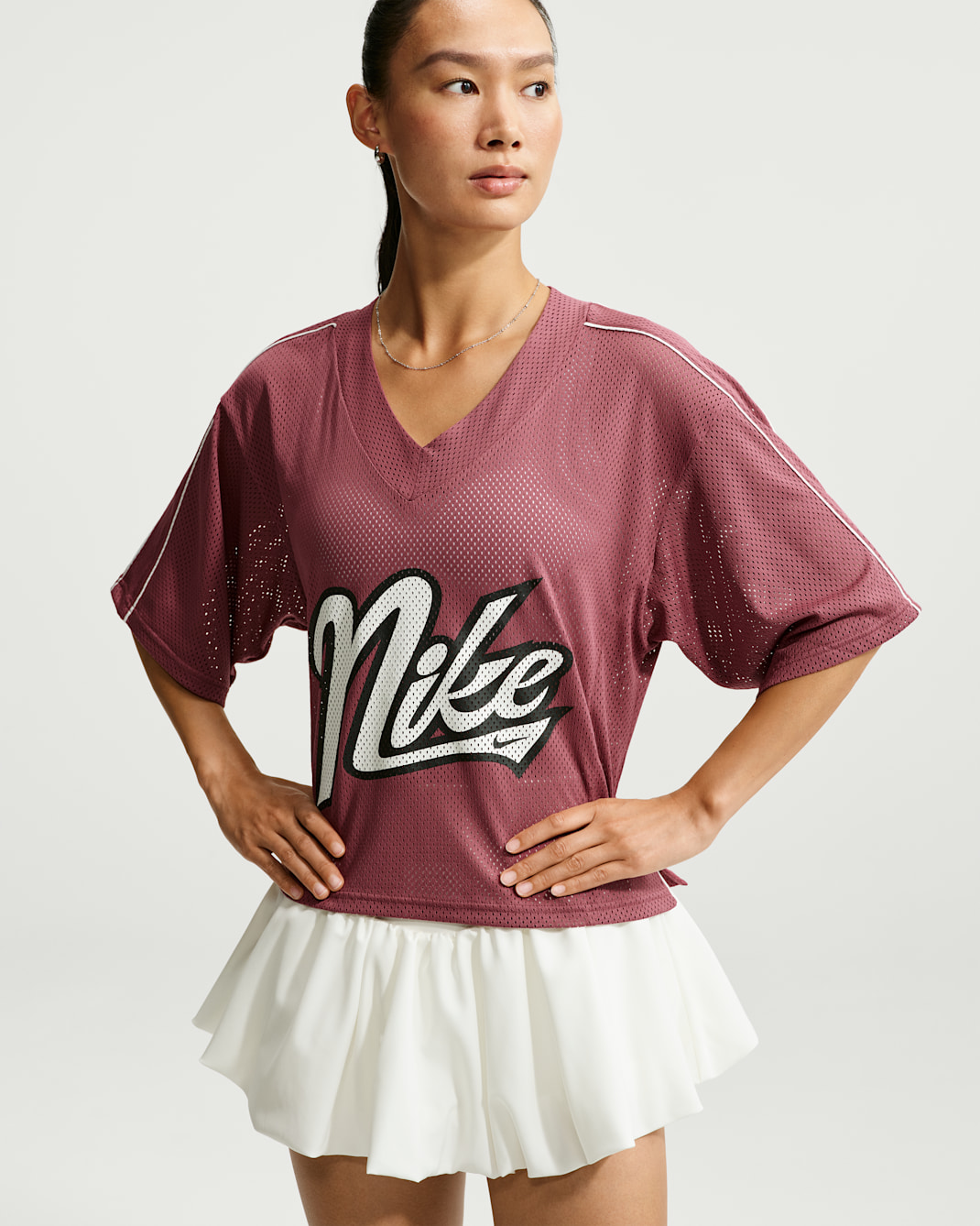 Nike One Women's Dri-FIT Oversized Short-Sleeve Top - Pink Smoke/Sail