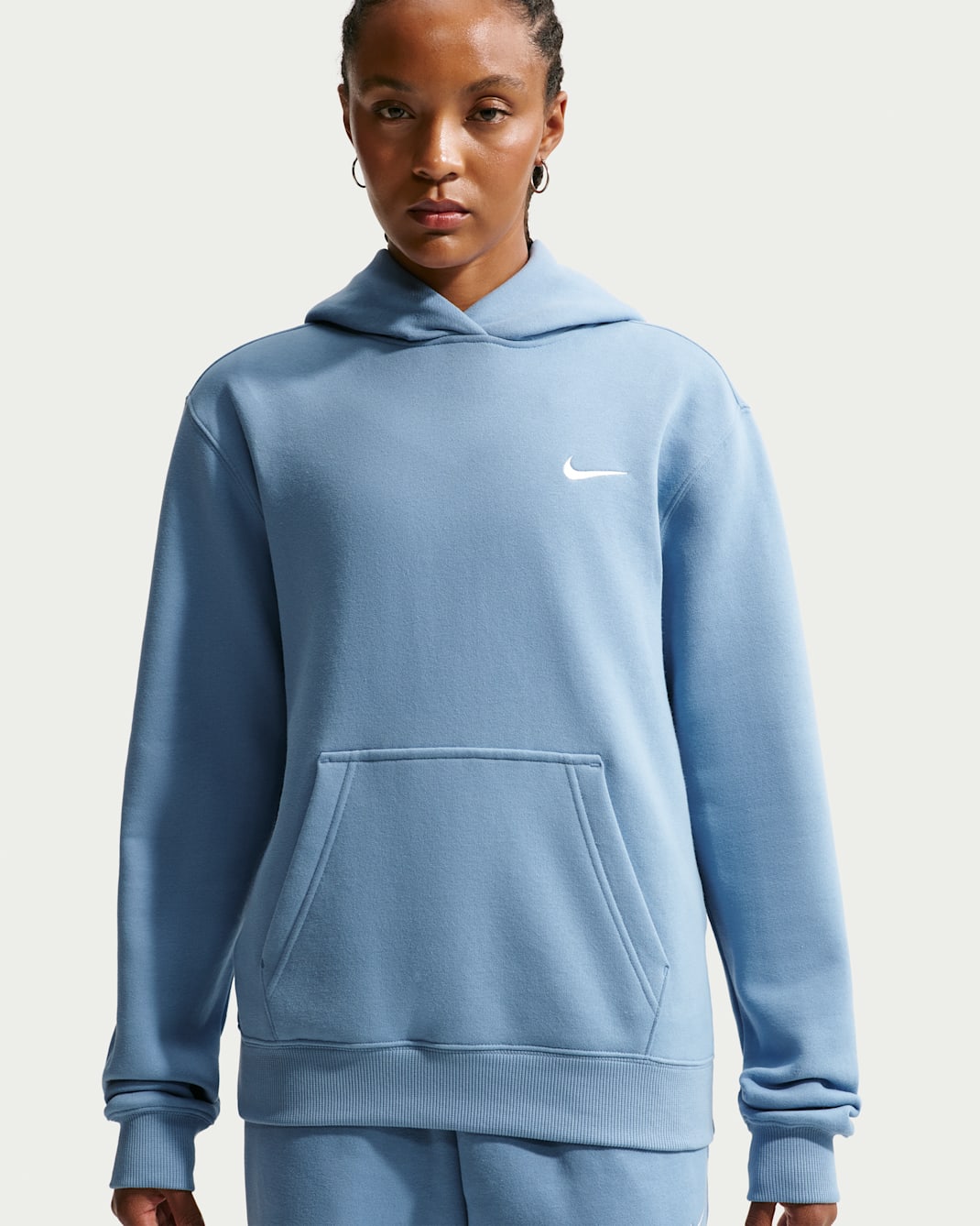 Nike Studio Fleece Medium Weight Women's Pullover Hoodie - Work Blue/Sail