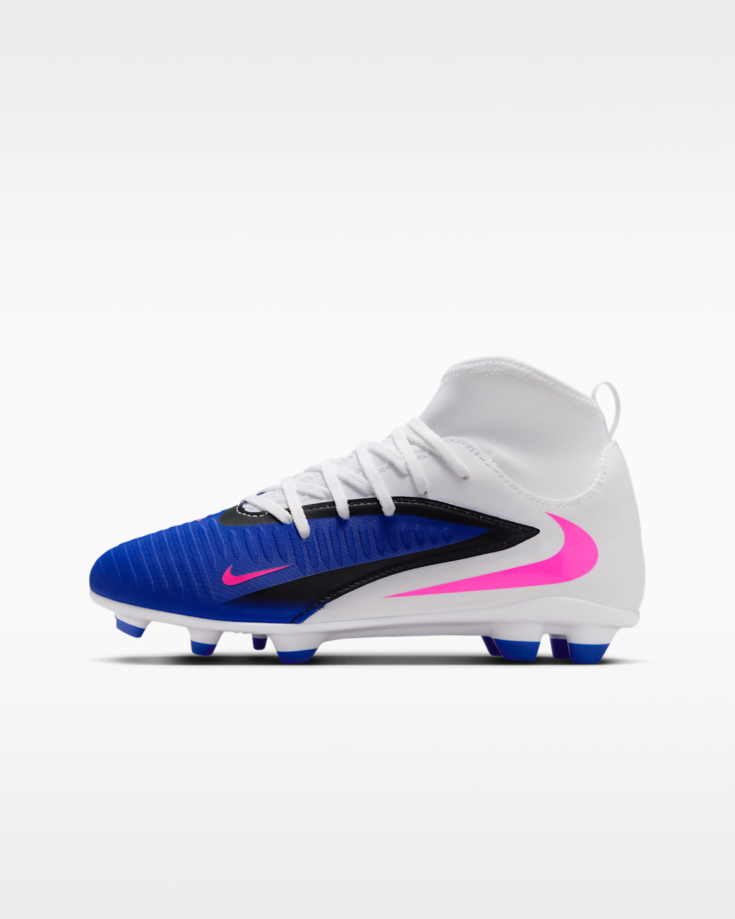 Nike Jr. Phantom 6 High Club Older Kids' Multi-Ground Football Boot - Racer Blue/White/Pink Blast