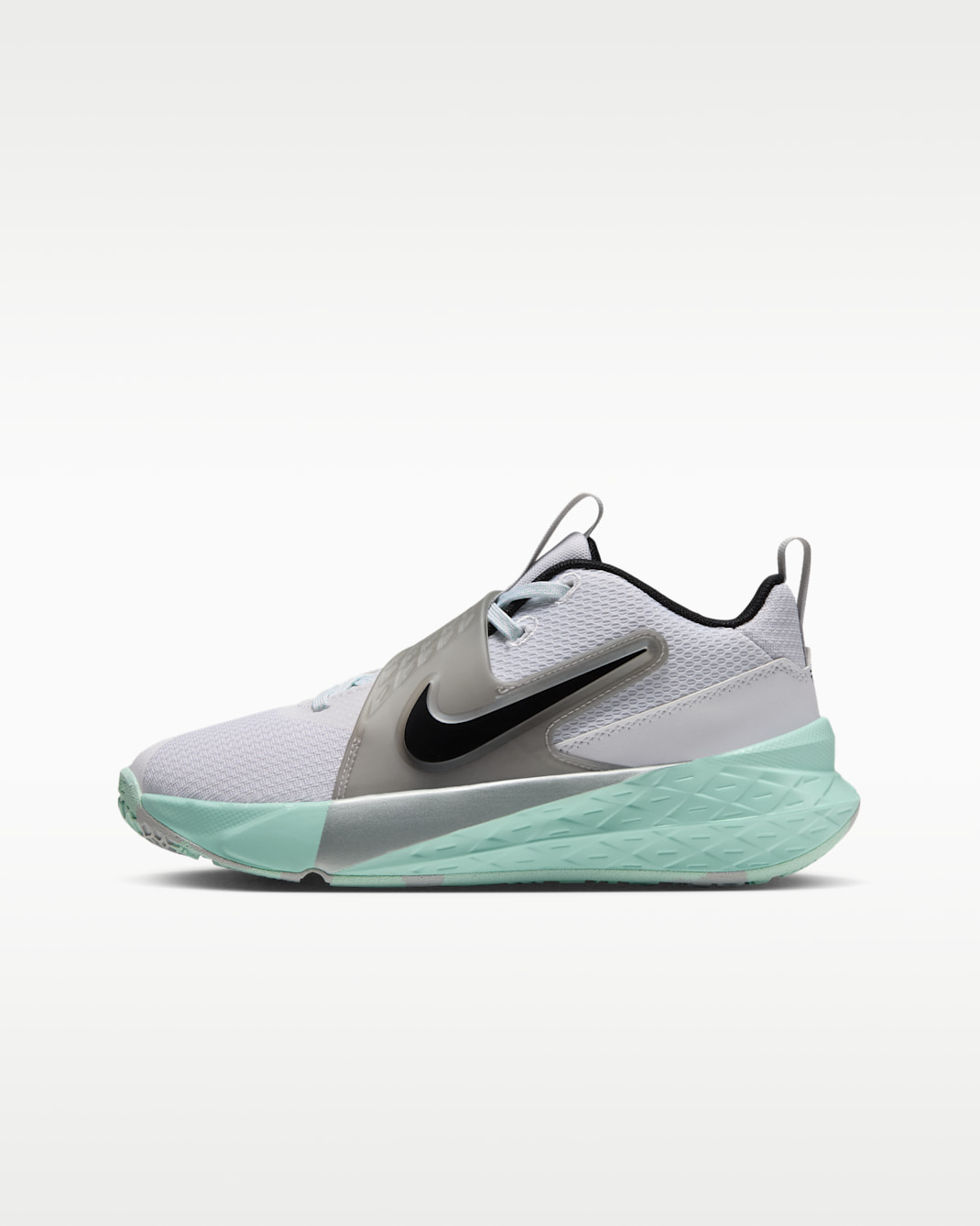 Nike Team Hustle D 12 Big Kids' Basketball Shoes - White/Mint Foam/Metallic Silver/Black