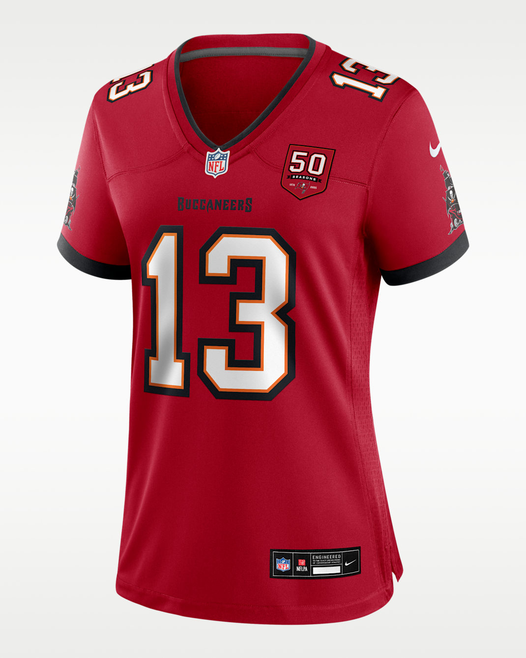 Jersey Nike de la NFL Game para mujer Mike Evans Tampa Bay Buccaneers 50th Anniversary - Rojo
