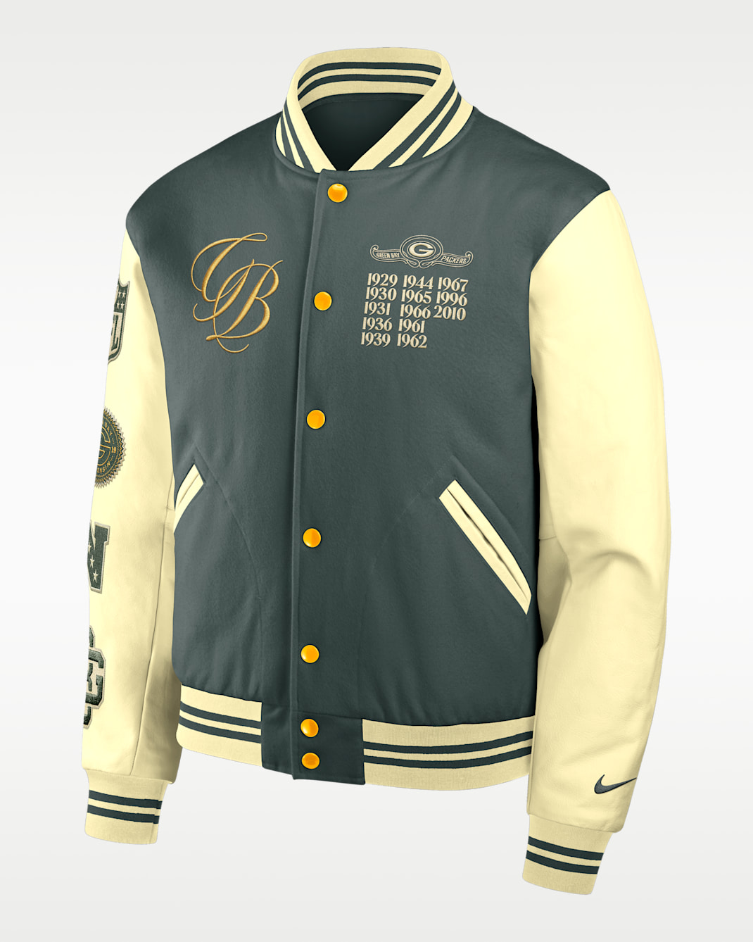 Green Bay Packers Rivalries Collection Men's Nike NFL Full-Snap Varsity Jacket - Vintage Green
