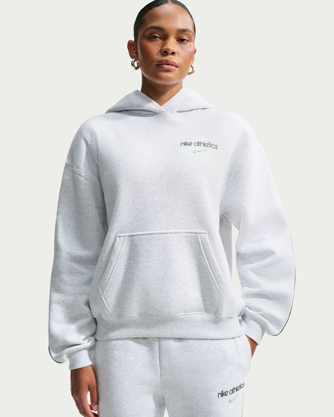 Nike Studio Fleece Medium Weight Women's Oversized Pullover Hoodie - Birch Heather