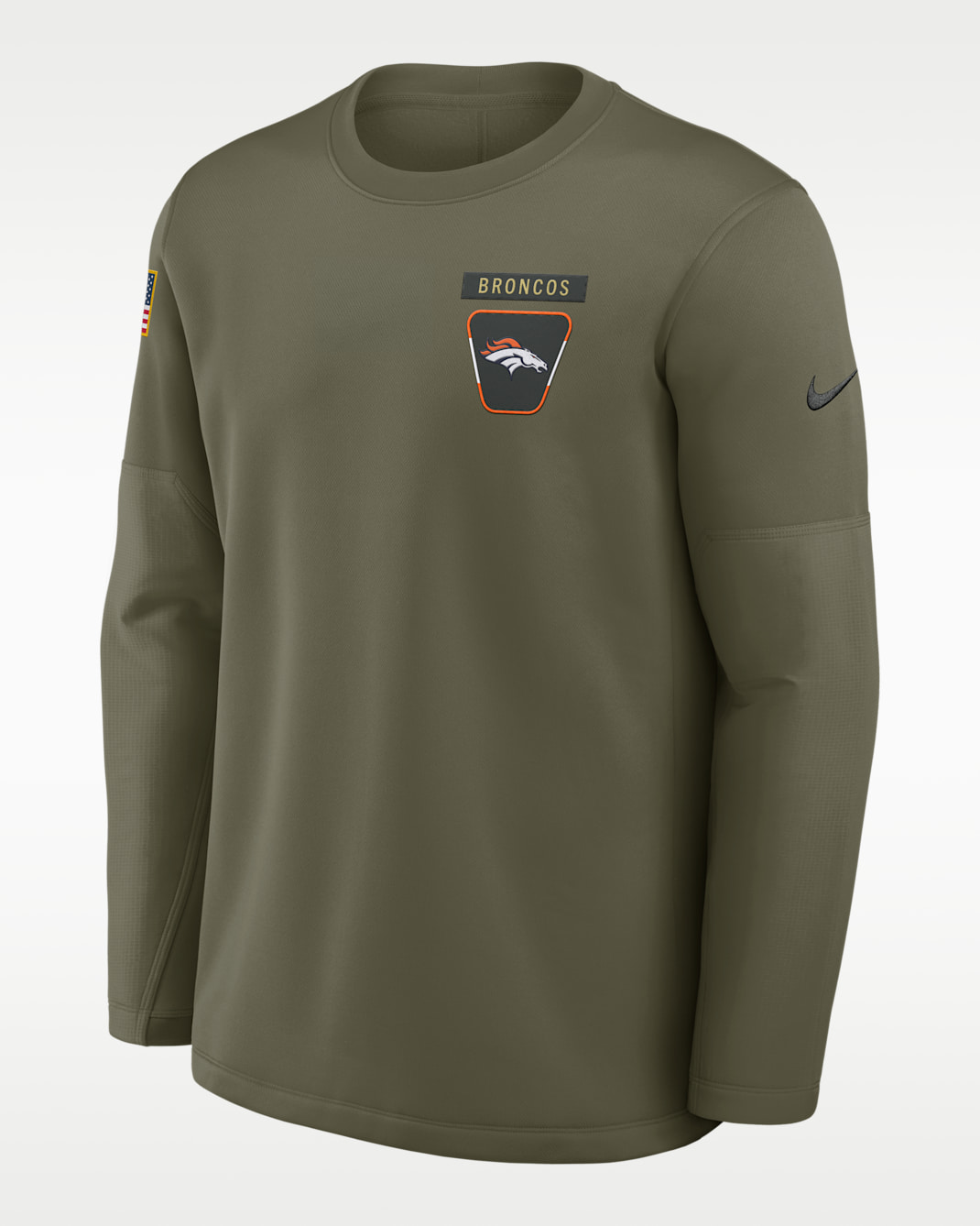 Denver Broncos Salute to Service Sideline Triumphant Win Coach Men's Nike NFL Pullover Crew - Olive