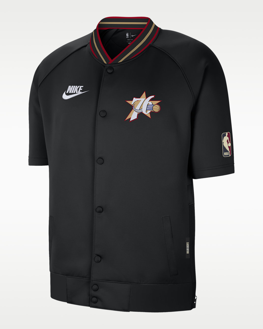 Philadelphia 76ers Hardwood Classics Men's Nike Dri-FIT NBA Short-Sleeve Jacket - Black