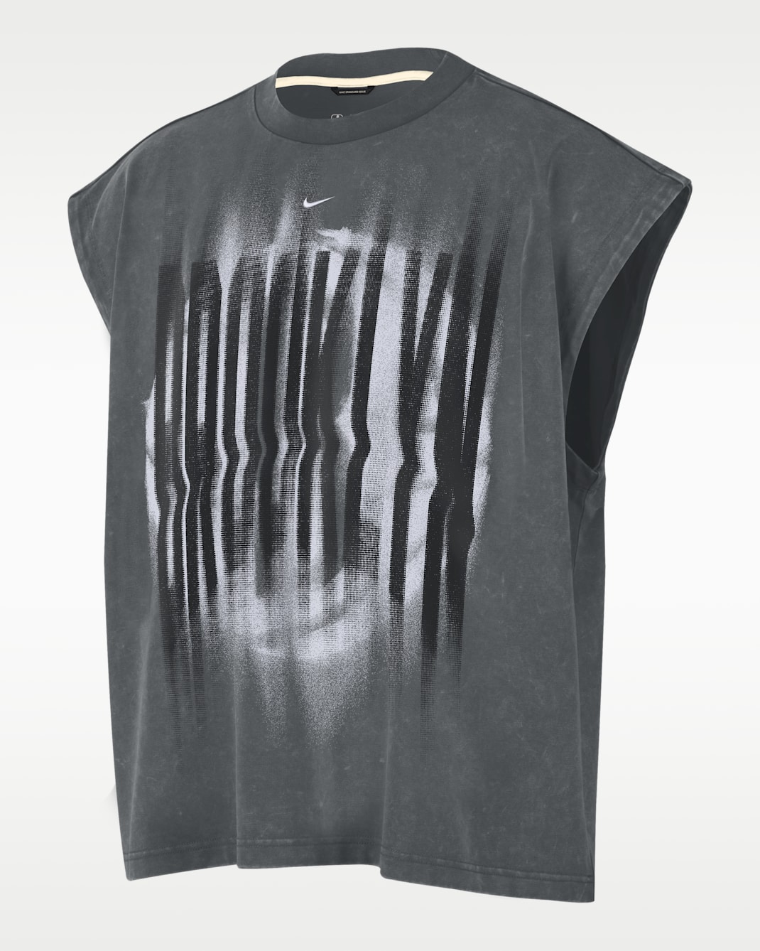 Camiseta de básquetbol sin mangas para hombre Brooklyn Nets Standard Issue - Gris hierro/Blanco