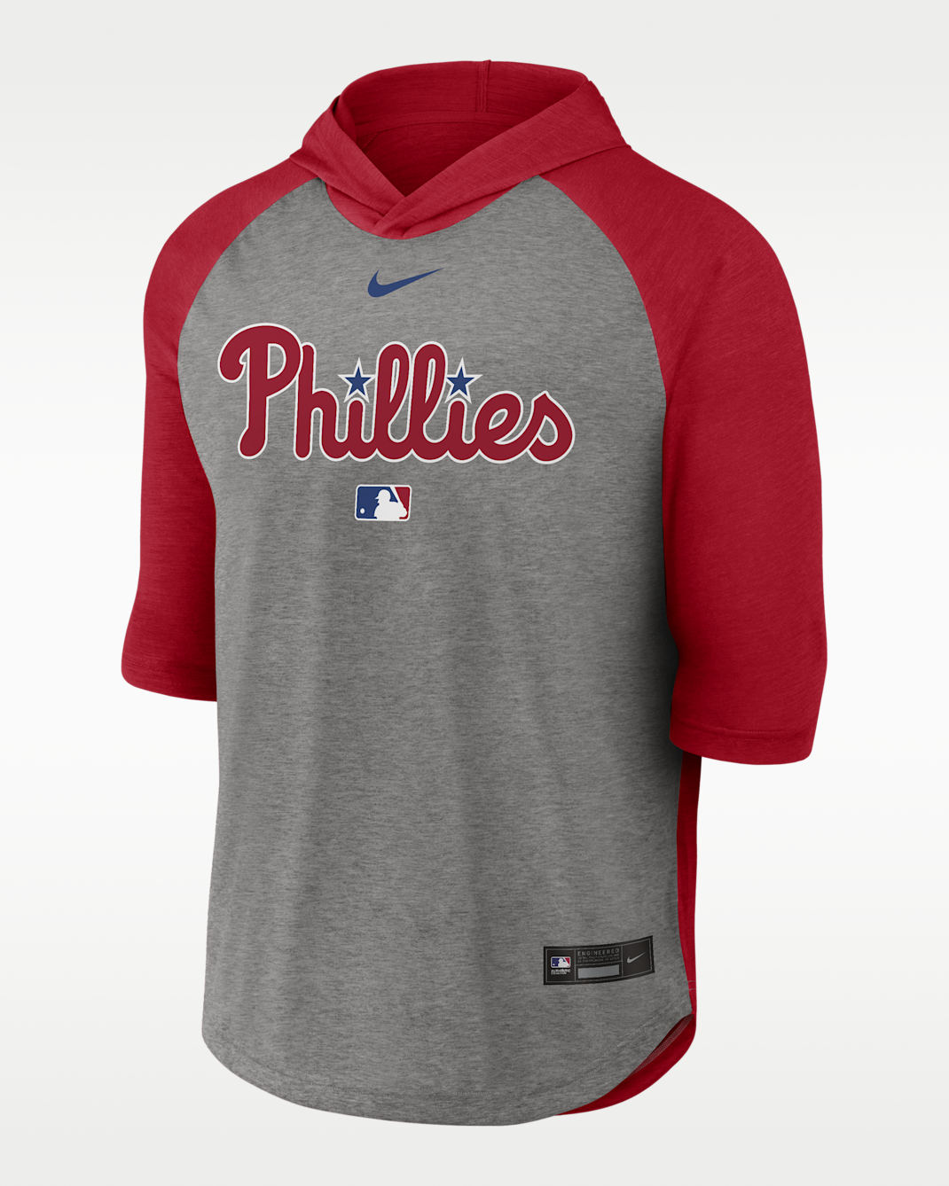 Philadelphia Phillies Authentic Collection Flux Men's Nike Dri-FIT MLB 3/4-Sleeve Hooded T-Shirt - Sport Red
