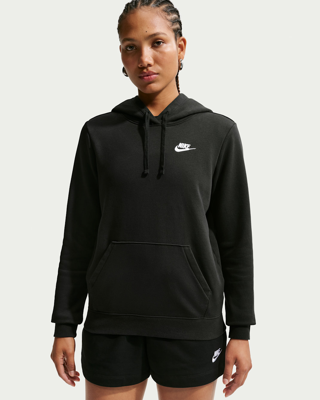 Sudadera con gorro sin cierre para mujer Nike Sportswear Club Fleece - Negro/Blanco