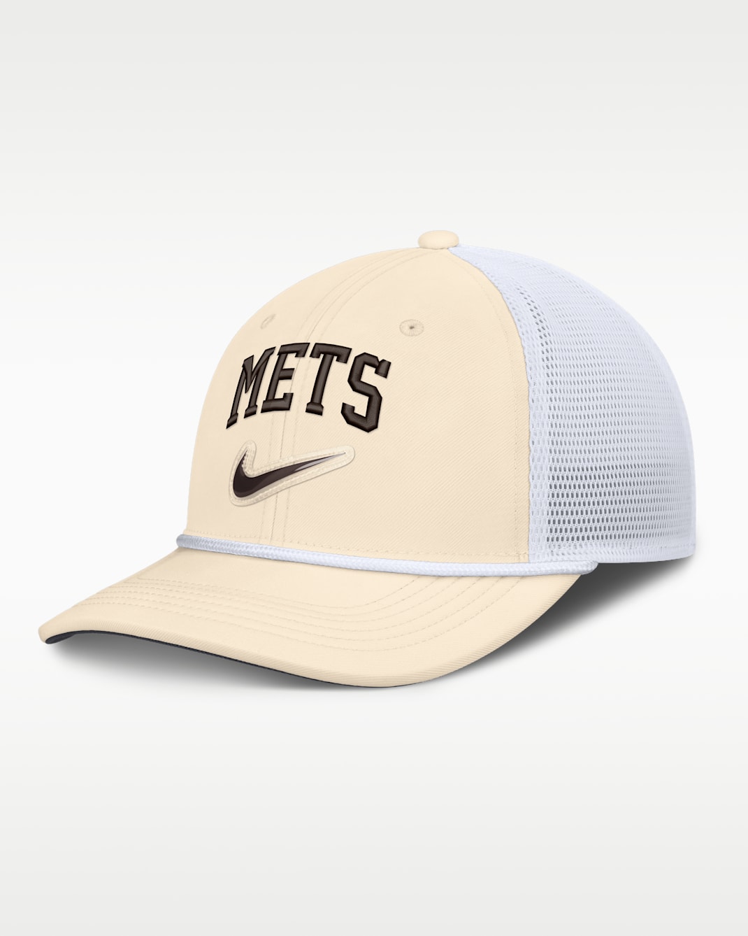 New York Mets Rise Men's Nike Dri-FIT MLB Trucker Adjustable Hat - Natural/White/White
