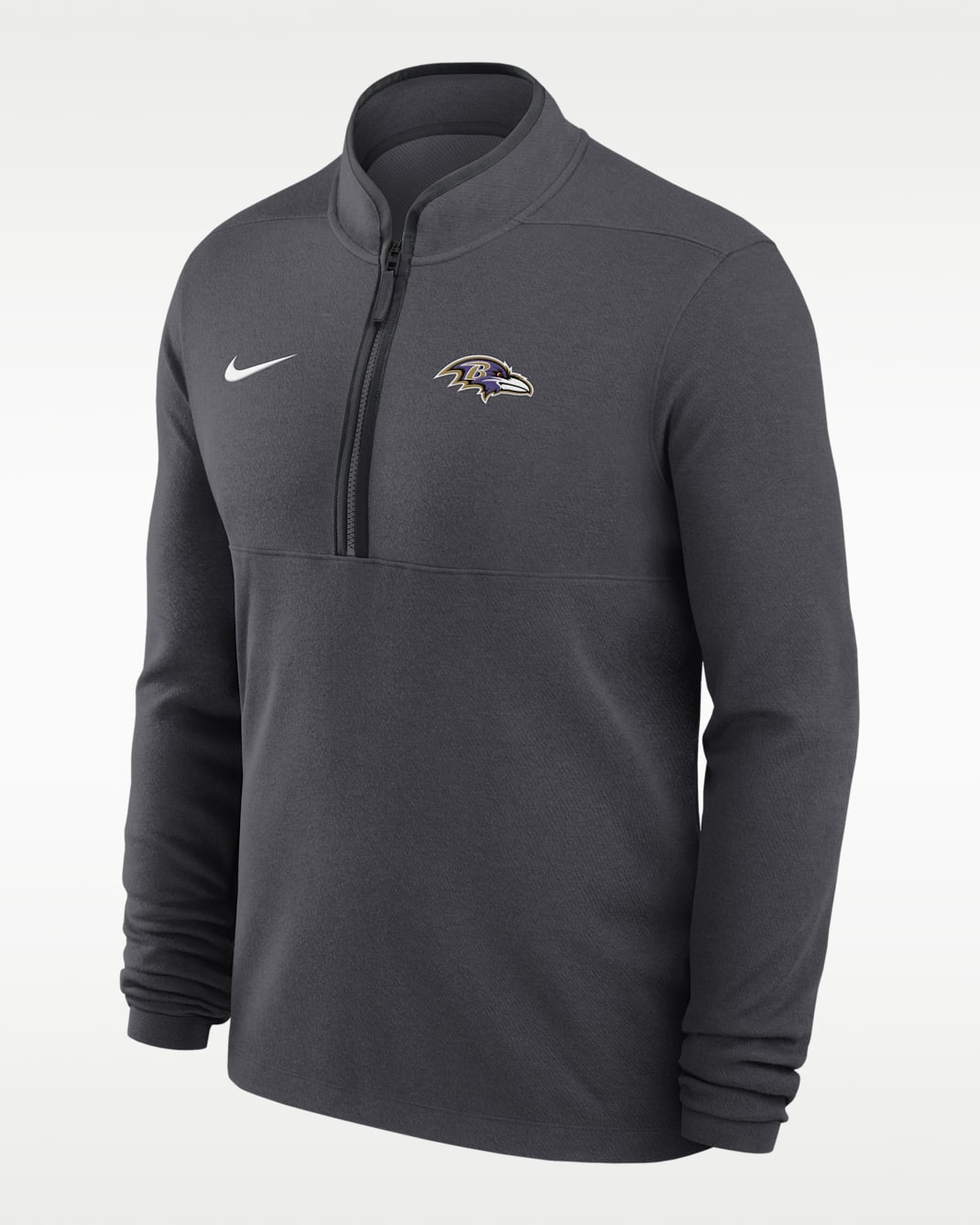 Baltimore Ravens Logo Victory Men's Nike Dri-FIT NFL 1/2-Zip Long-Sleeve Top - Anthracite