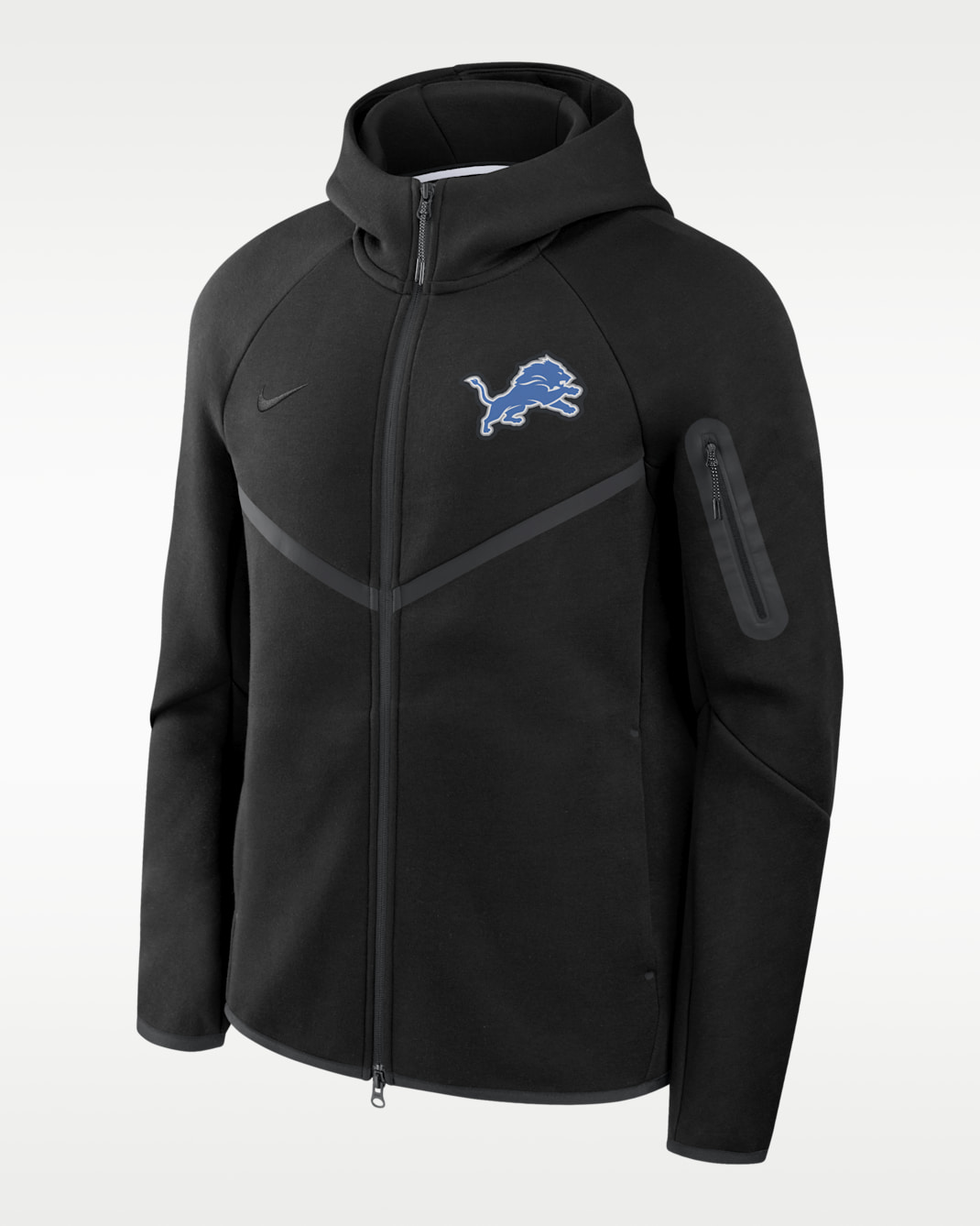 Detroit Lions Tech Fleece Windrunner Men's Nike NFL Full-Zip Hooded Jacket - Black