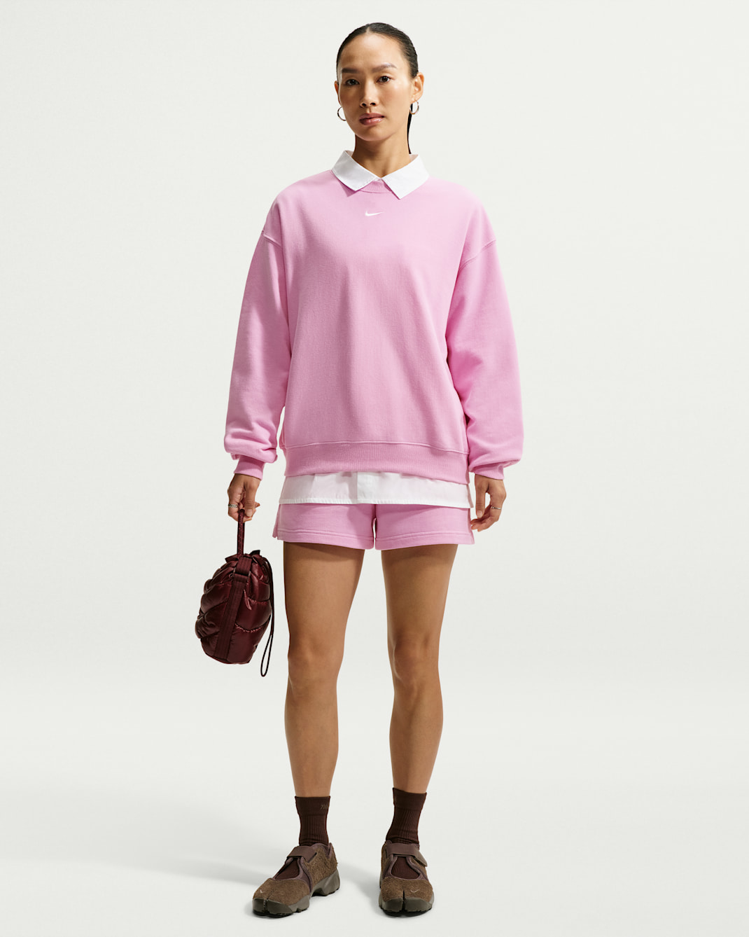 Nike Studio Fleece Lightweight Women's Mid-Rise Shorts - Pink Rise/Sail