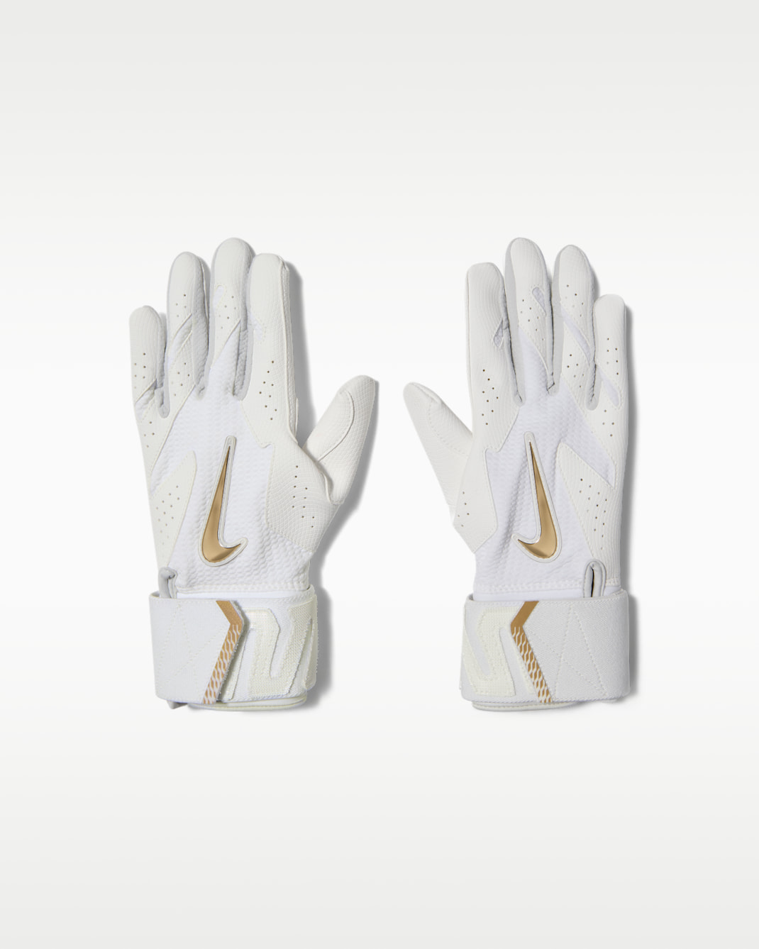 Guantes de bateo de softbol de puño largo para mujer (1 par) Nike Hyperdiamond - Blanco/Blanco/Oro metalizado