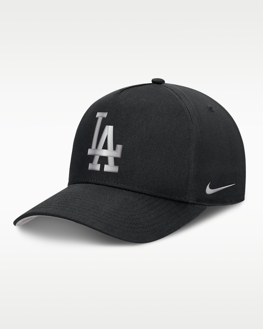 Gorra de rejilla Nike Dri-FIT de la MLB ajustable y con estructura en A-Frame para hombre Los Angeles Dodgers Rise - Negro/Gris