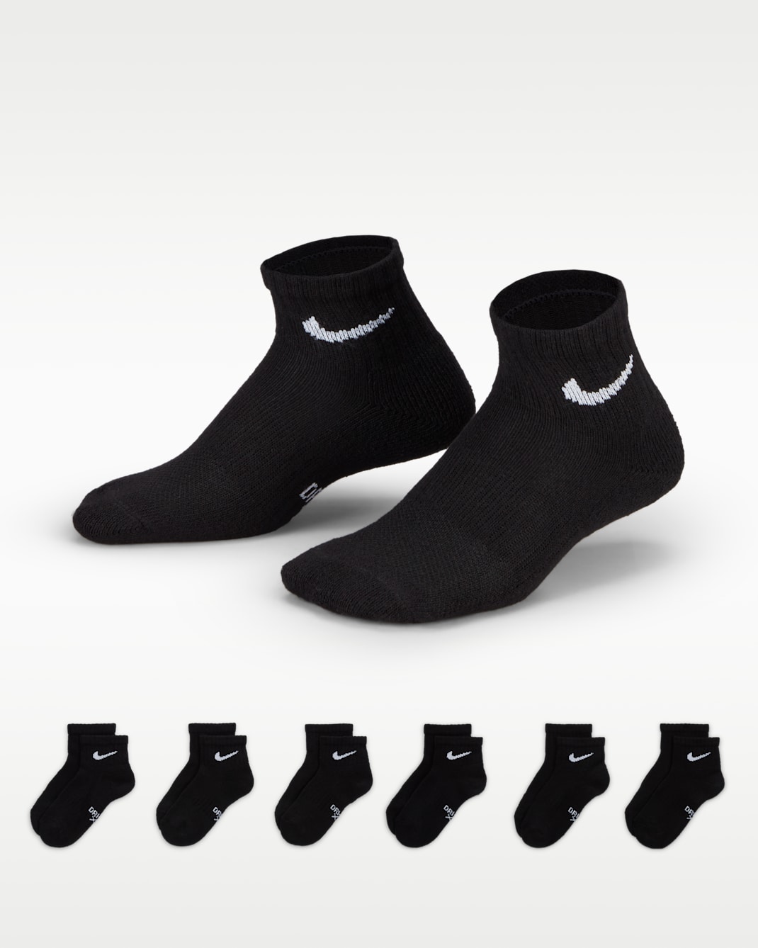 Nike Dri-FIT Performance Basics Little Kids' Ankle Socks (6 Pairs) - Black