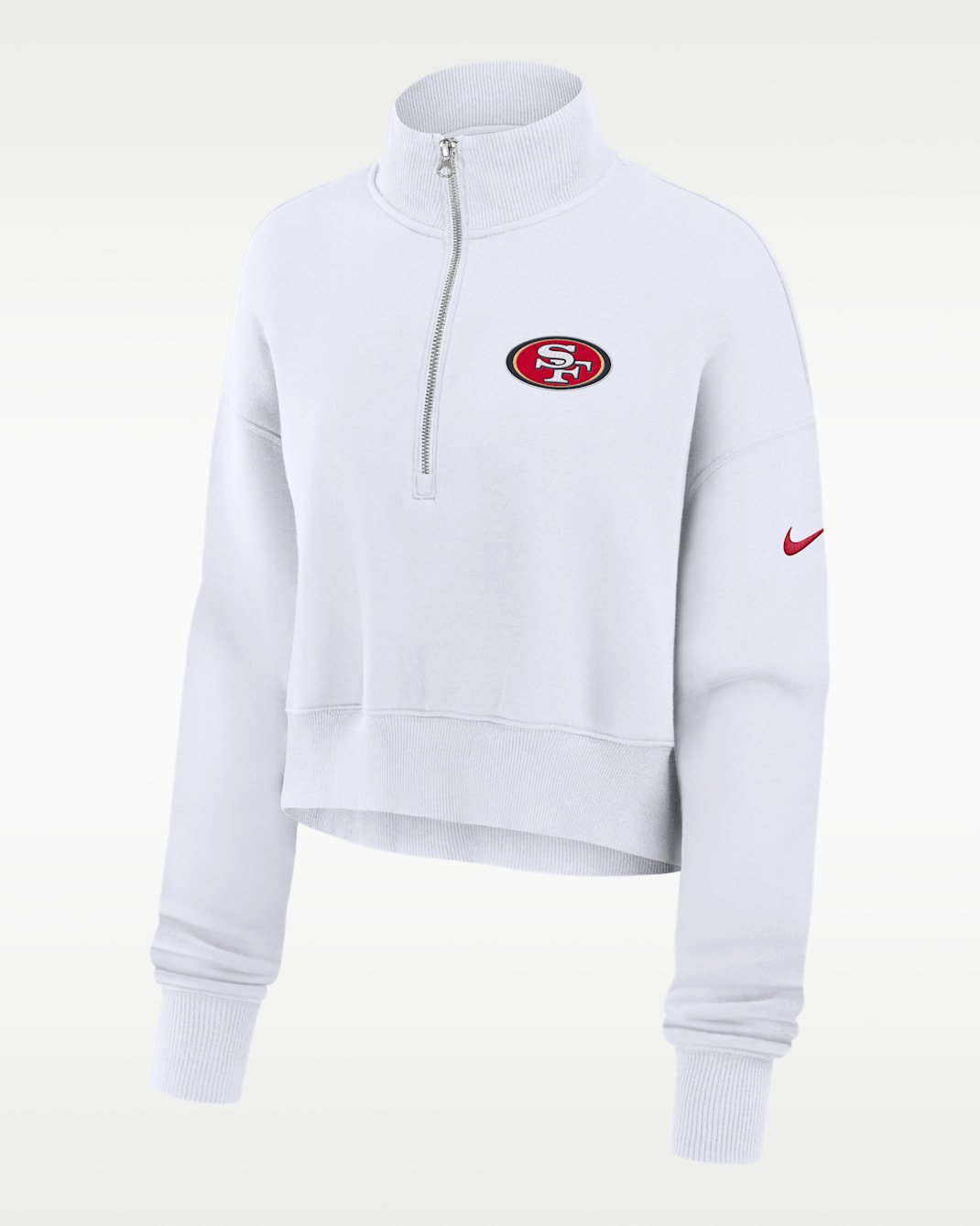 San Francisco 49ers Primetime Phoenix Women's Nike NFL Oversized Cropped 1/4-Zip Crew - White