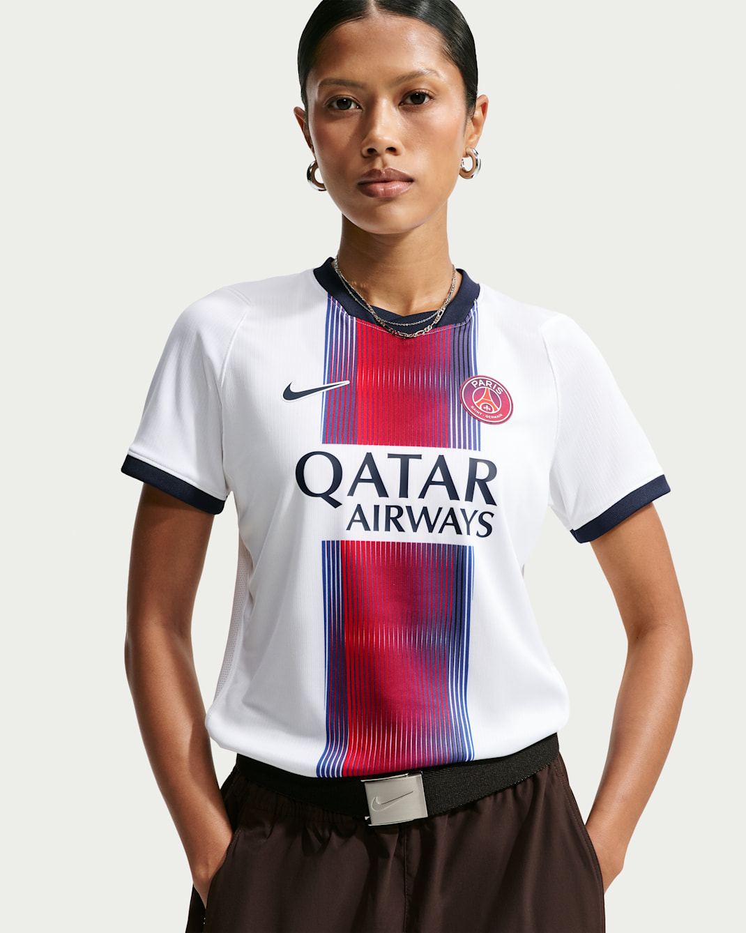 Paris Saint-Germain 2026/27 Stadium Away Nike Dri-FIT-Replika-Fußballtrikot (Damen) - Weiß/College Navy/Global Red/College Navy