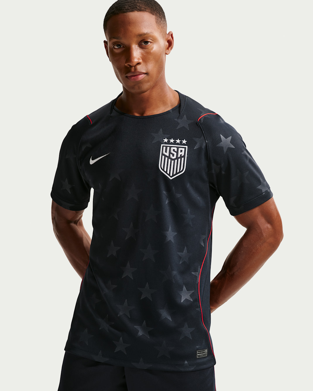Jersey de futbol Nike Dri-FIT Replica del USWNT visitante 2026 Stadium para hombre - Obsidiana oscuro/Obsidiana oscuro/Rojo universitario/Platino puro