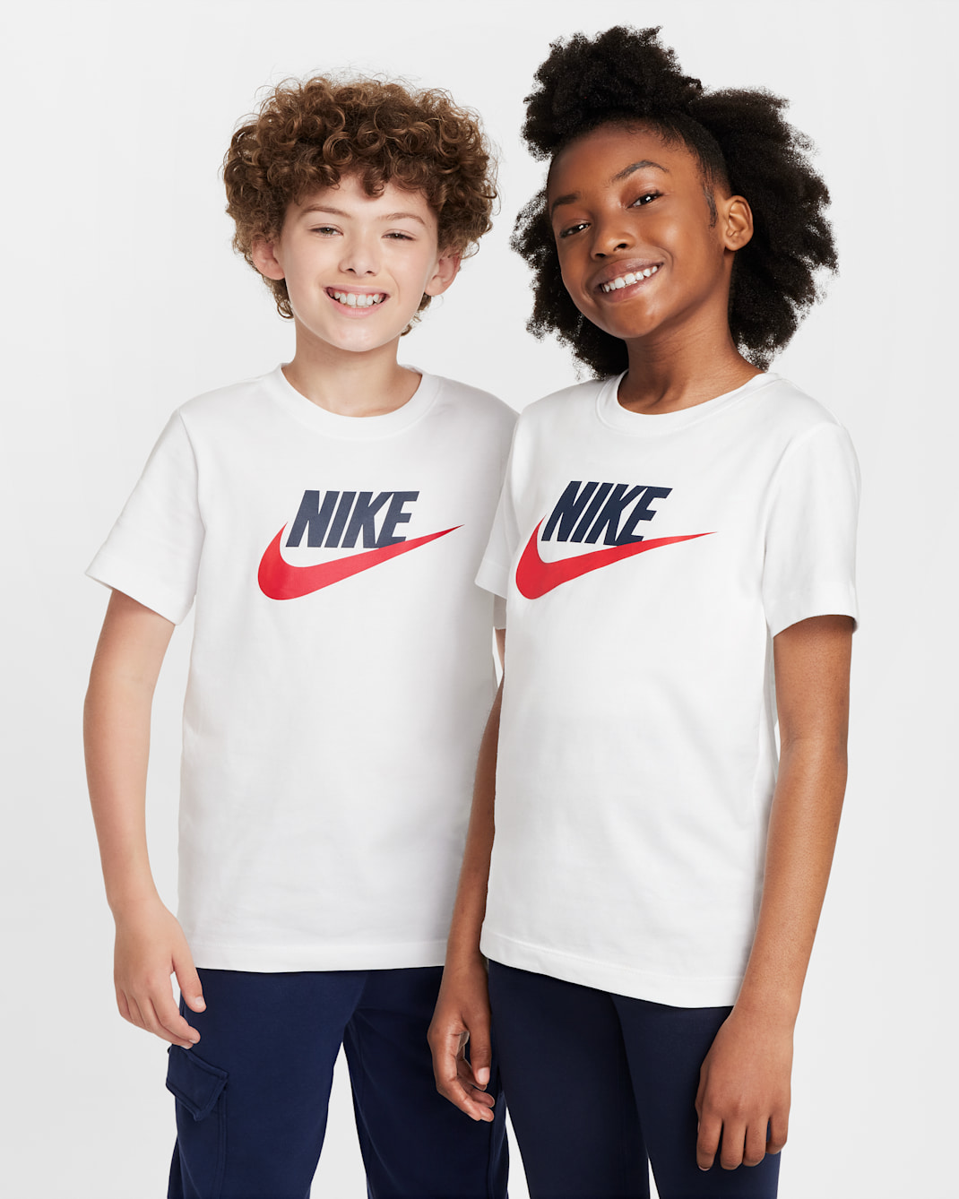 Nike Sportswear Older Kids' T-Shirt - White/Obsidian/University Red