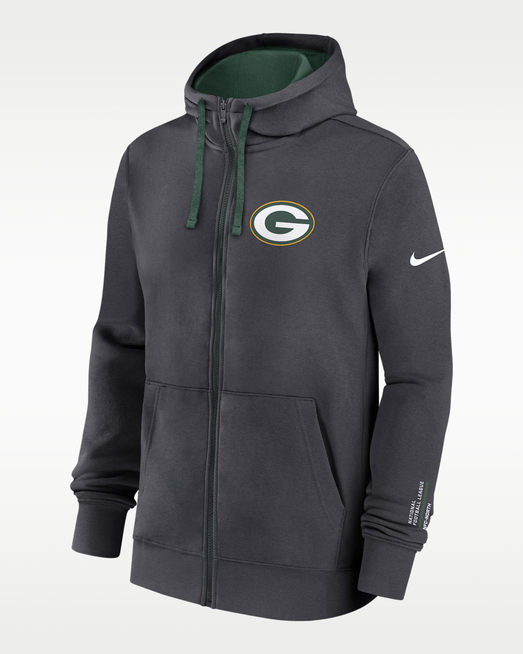 Green Bay Packers Playbook Page Club Men's Nike NFL Full-Zip Hoodie - Anthracite