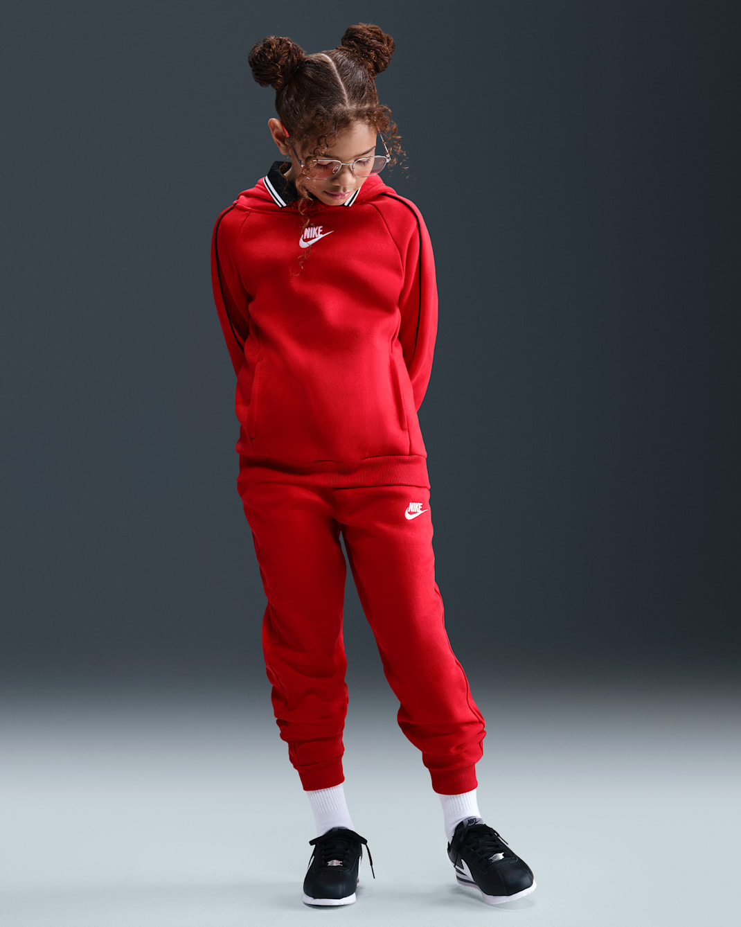 Nike Sportswear Club Fleece Big Kids' Hooded Tracksuit - University Red/University Red/Black/White