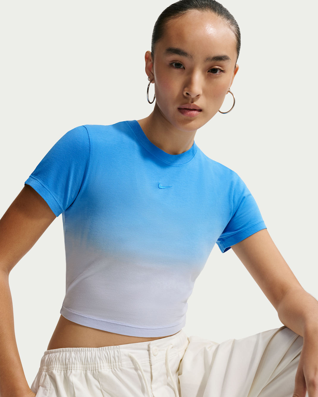 Nike Sportswear Chill Knit Women's Slim Cropped T-Shirt - Light Photo Blue/Hydrogen Blue