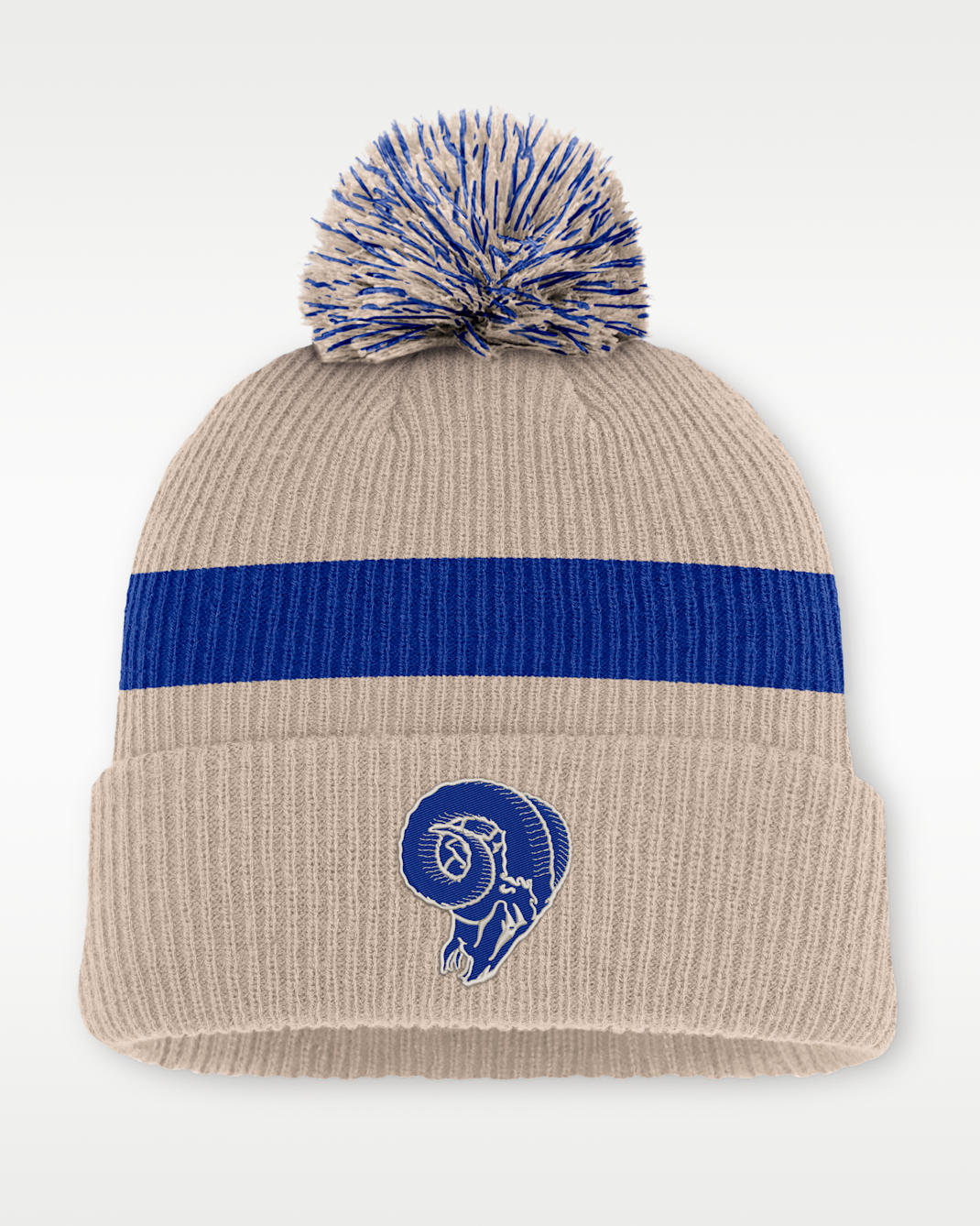 Los Angeles Rams Rewind Peak Men's Nike NFL Cuffed Pom Beanie - Sand
