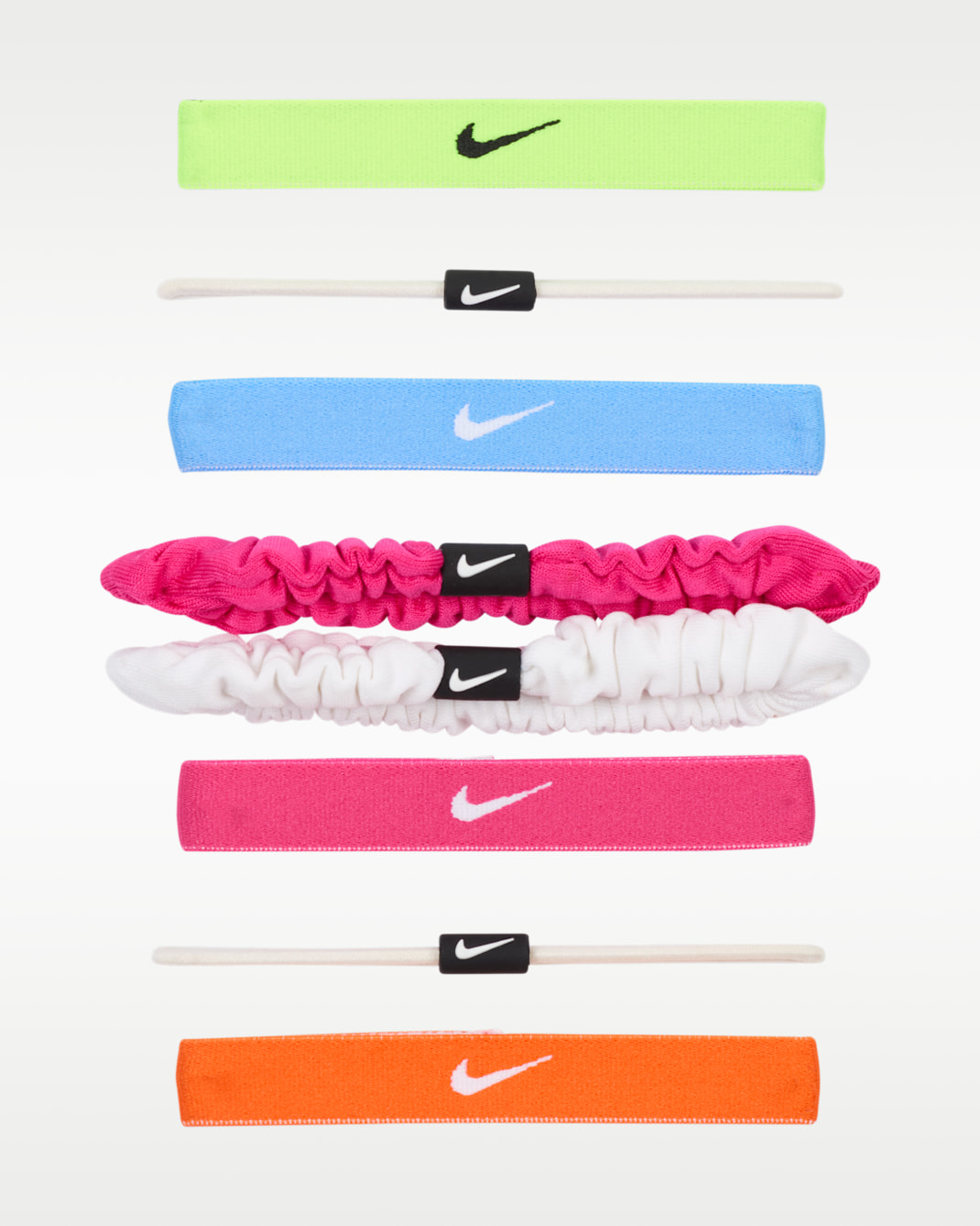 나이키 플렉스 클래식 믹스 헤어 타이(8팩) - 볼트/화이트/블랙