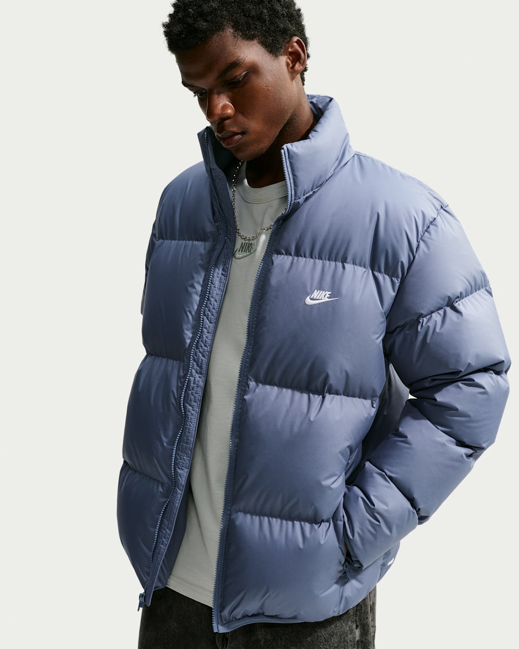 Nike Sportswear Club Men's Therma-FIT Down Puffer Jacket - Diffused Blue/White
