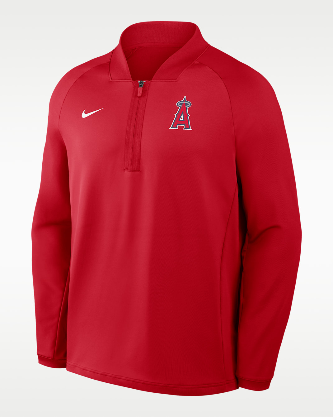 Playera de manga larga Nike Dri-FIT de la MLB de medio cierre para hombre Los Angeles Angels Authentic Collection - Rojo