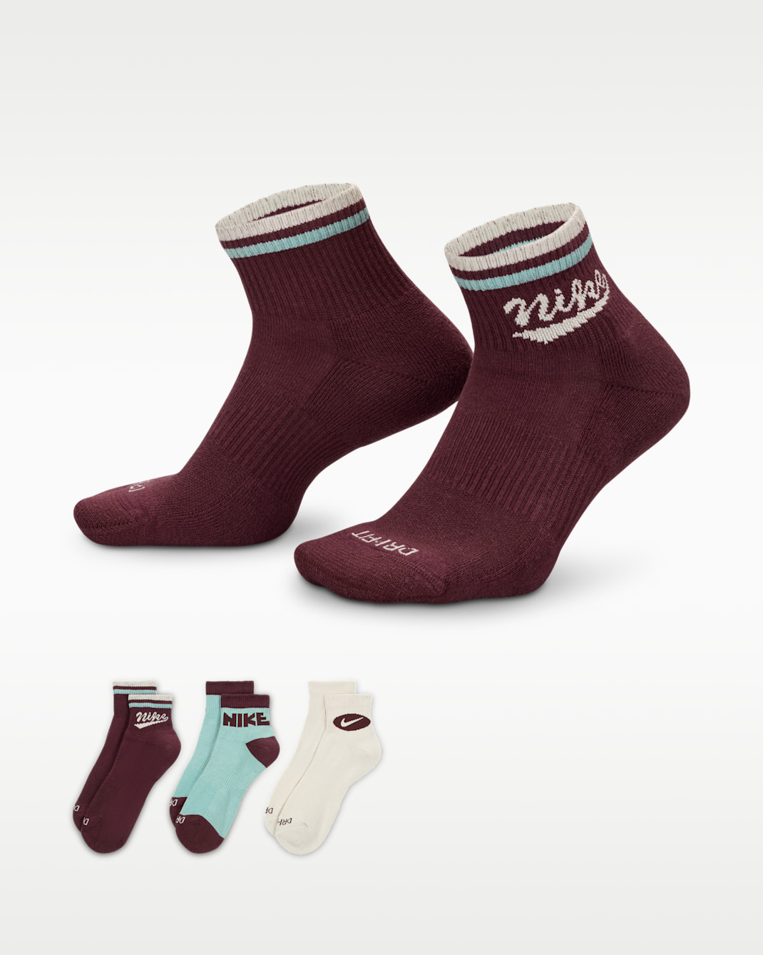 Nike Everyday Plus Ankle Socks (3 Pairs) - Multi-Colour