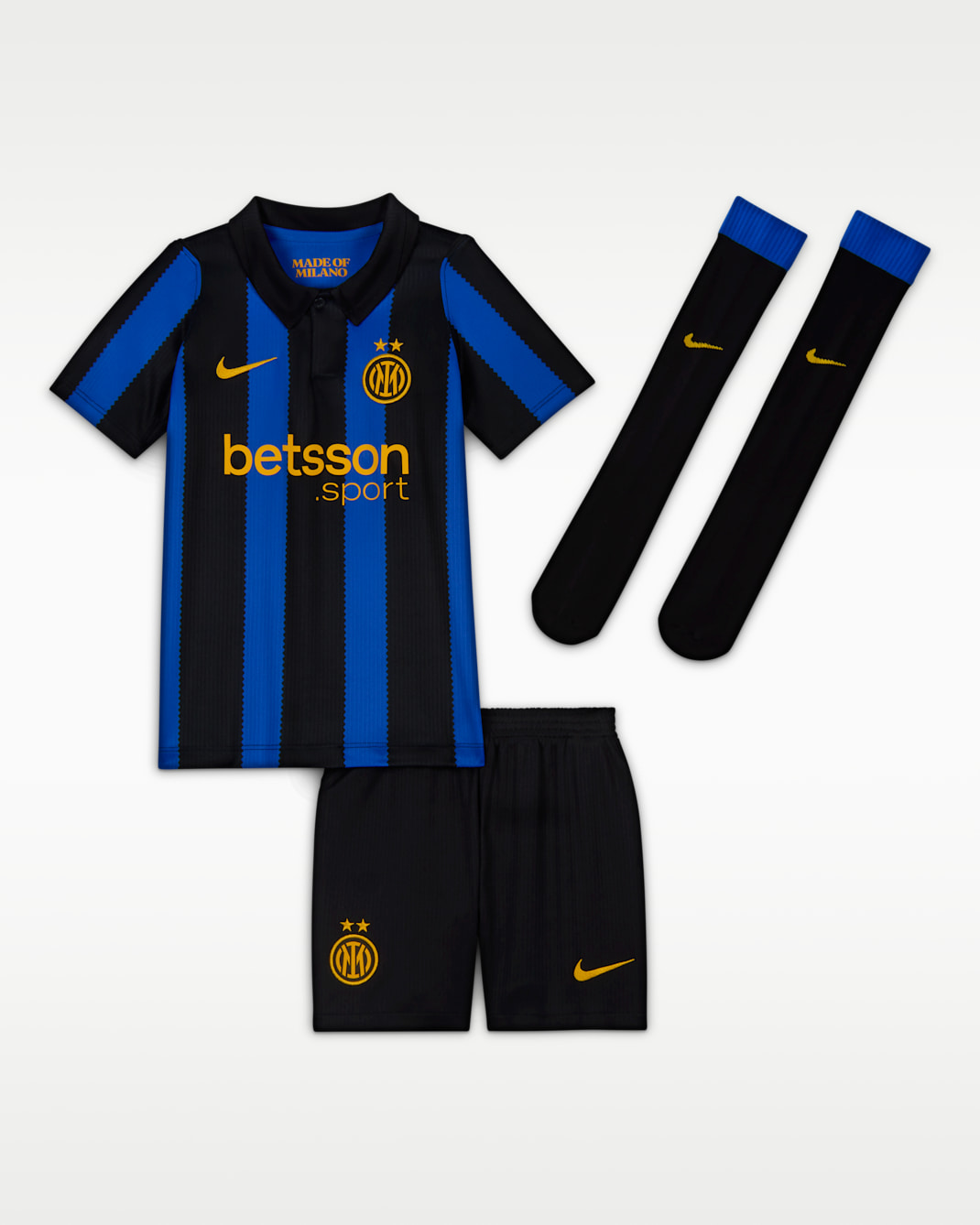Inter Milan 2026 Stadium Home Younger Kids' Nike Football Replica 3-Piece Kit - Lyon Blue/Black/University Gold