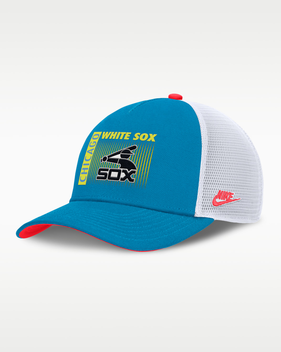 Chicago White Sox Neon 90s Rise Men's Nike Dri-FIT MLB Trucker Adjustable Hat - Blue