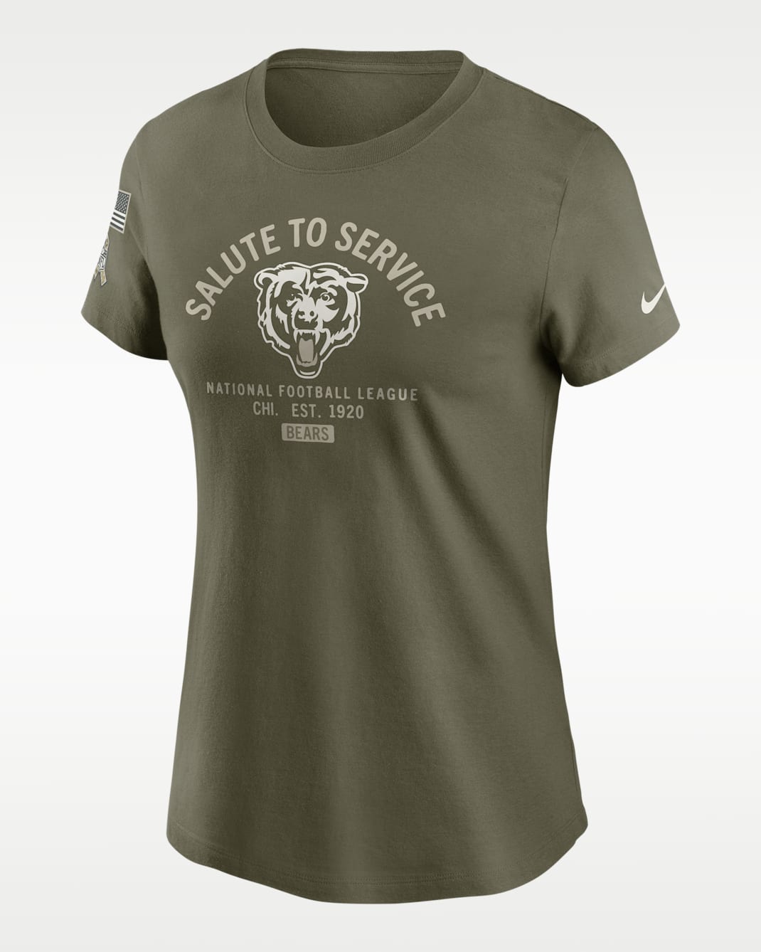 Chicago Bears Salute to Service Sideline Women's Nike NFL T-Shirt - Olive