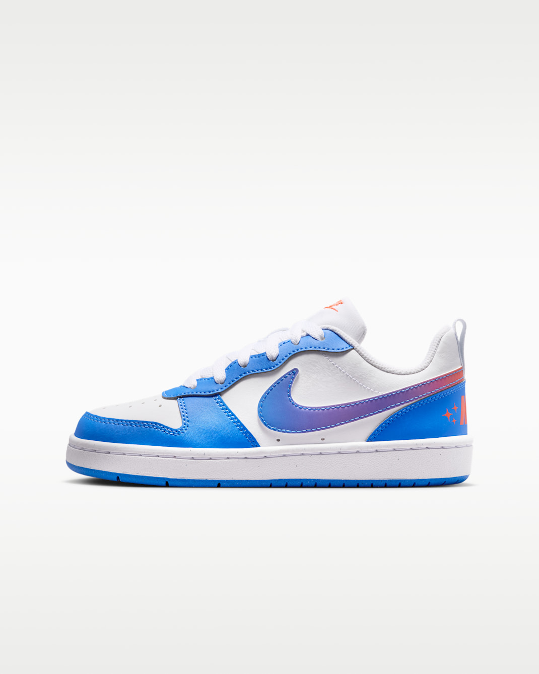 Nike Court Borough 低筒大童鞋款 - 白色/Bright Violet/Turf Orange/Blue Crystal