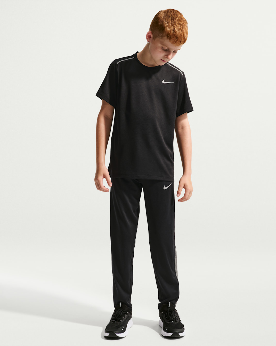 Pantalon de running en maille Nike Miler pour pré-ado (garçon) - Noir/Noir