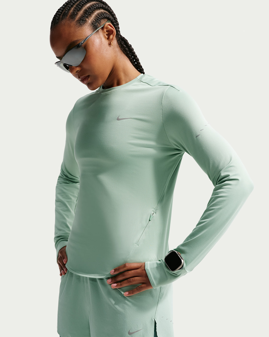 Nike Swift Women's Dri-FIT UV Long-Sleeve Crew-Neck Running Top - Steam