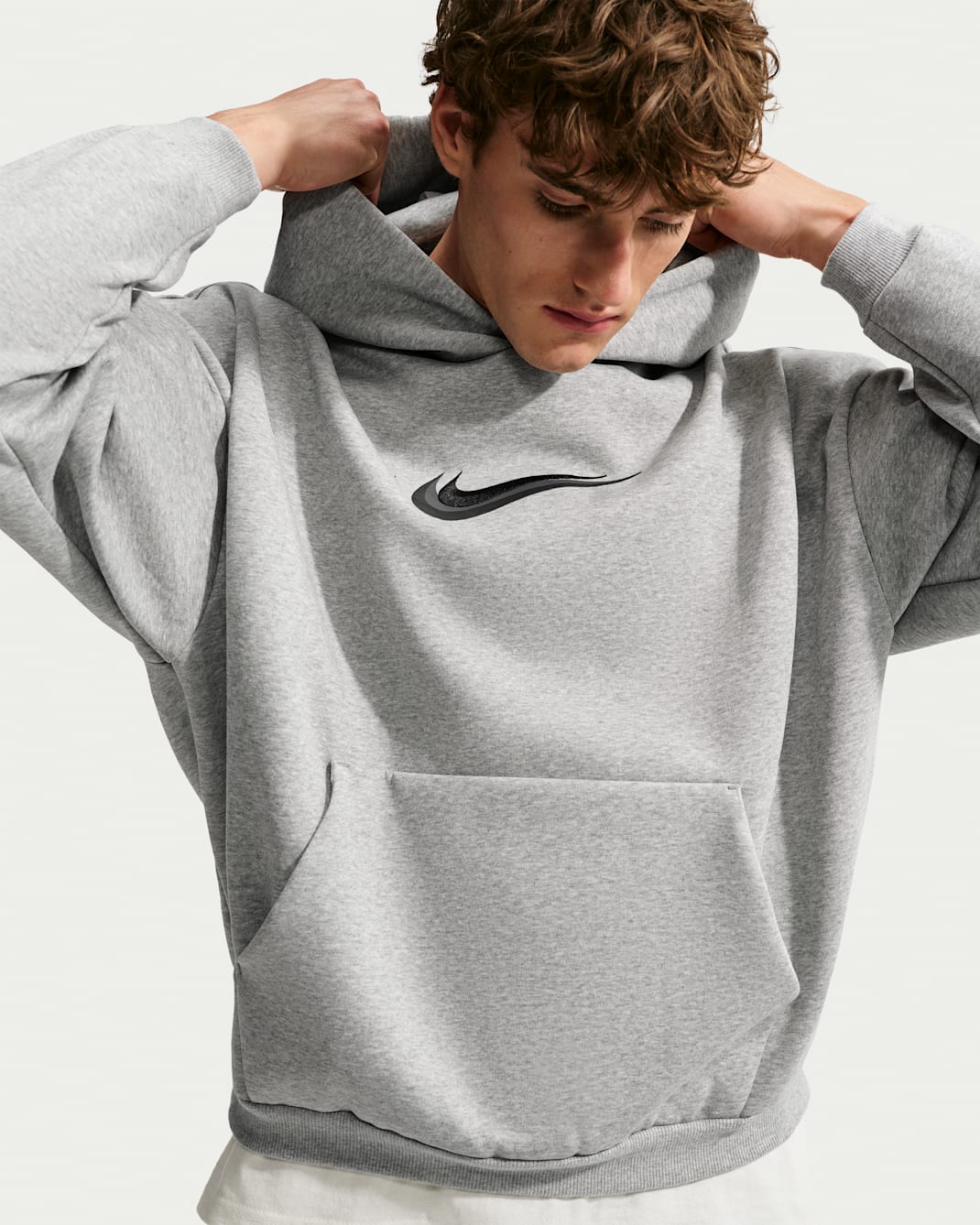 Caitlin Clark Men's Therma-FIT Brushed Pullover Basketball Hoodie - Dark Grey Heather/Pale Ivory/Black