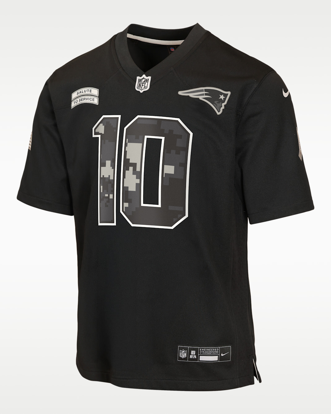 Drake Maye New England Patriots Salute to Service Big Kids' Nike NFL Game Jersey - Black