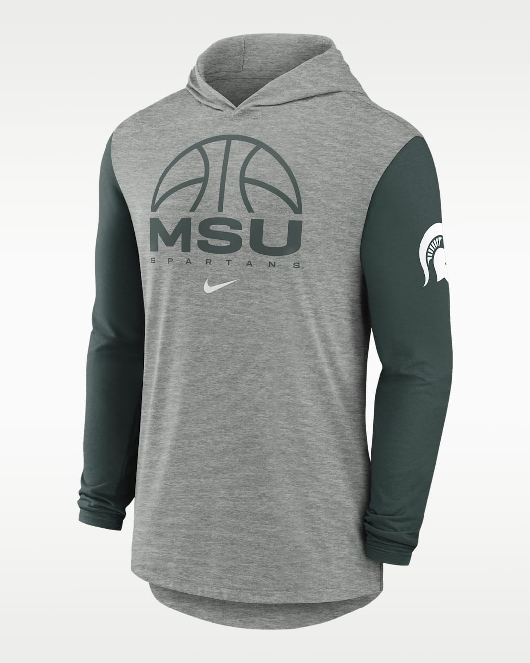 Michigan State Basketball Men's Nike Dri-FIT College Long-Sleeve Hooded T-Shirt - Grey