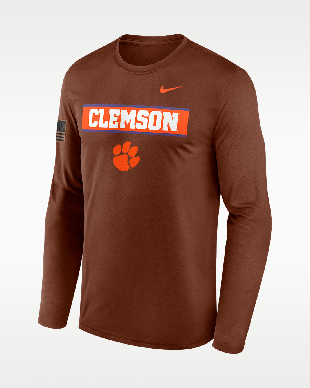 Clemson 2026 Military Appreciation Legend Men's Nike Dri-FIT College Long-Sleeve T-Shirt - Brown