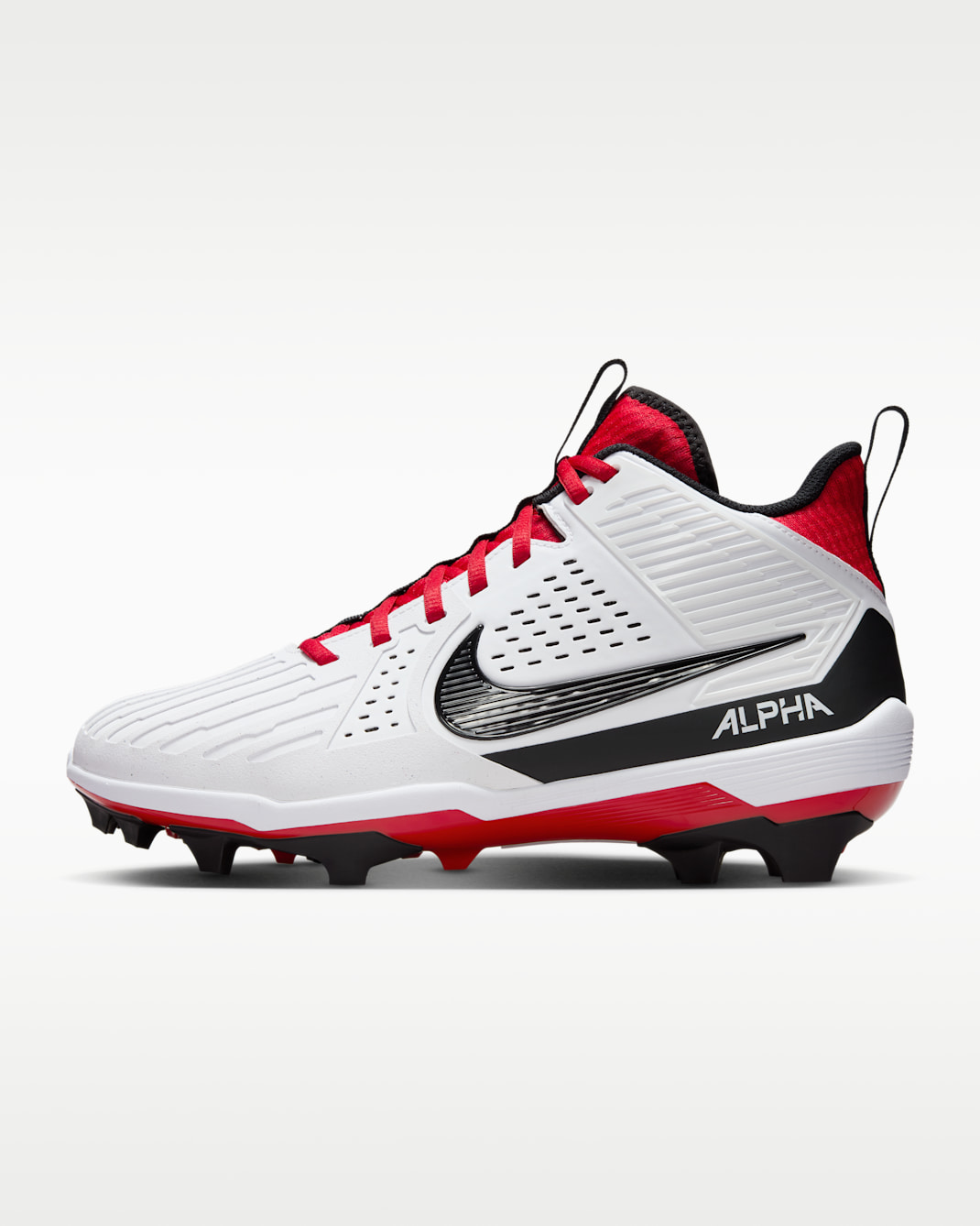 Nike Alpha Menace Strong Men's Football Cleats - White/University Red/Dark Smoke Grey/Black