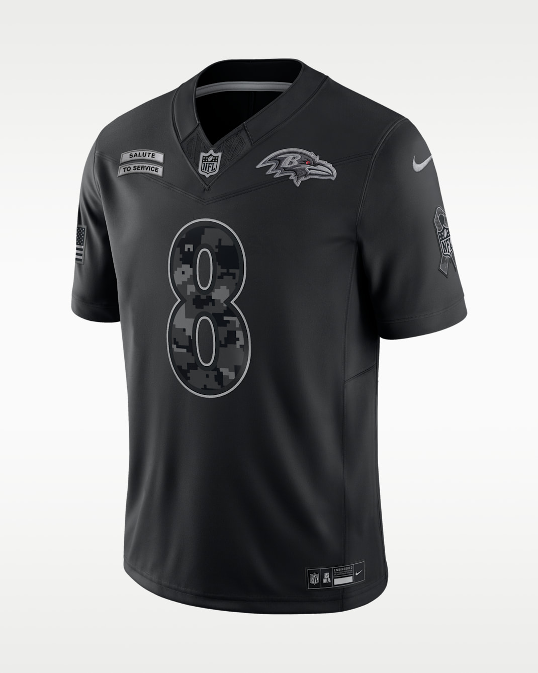 Jersey Nike Dri-FIT Limited de la NFL para hombre Lamar Jackson Baltimore Ravens Salute to Service - Negro