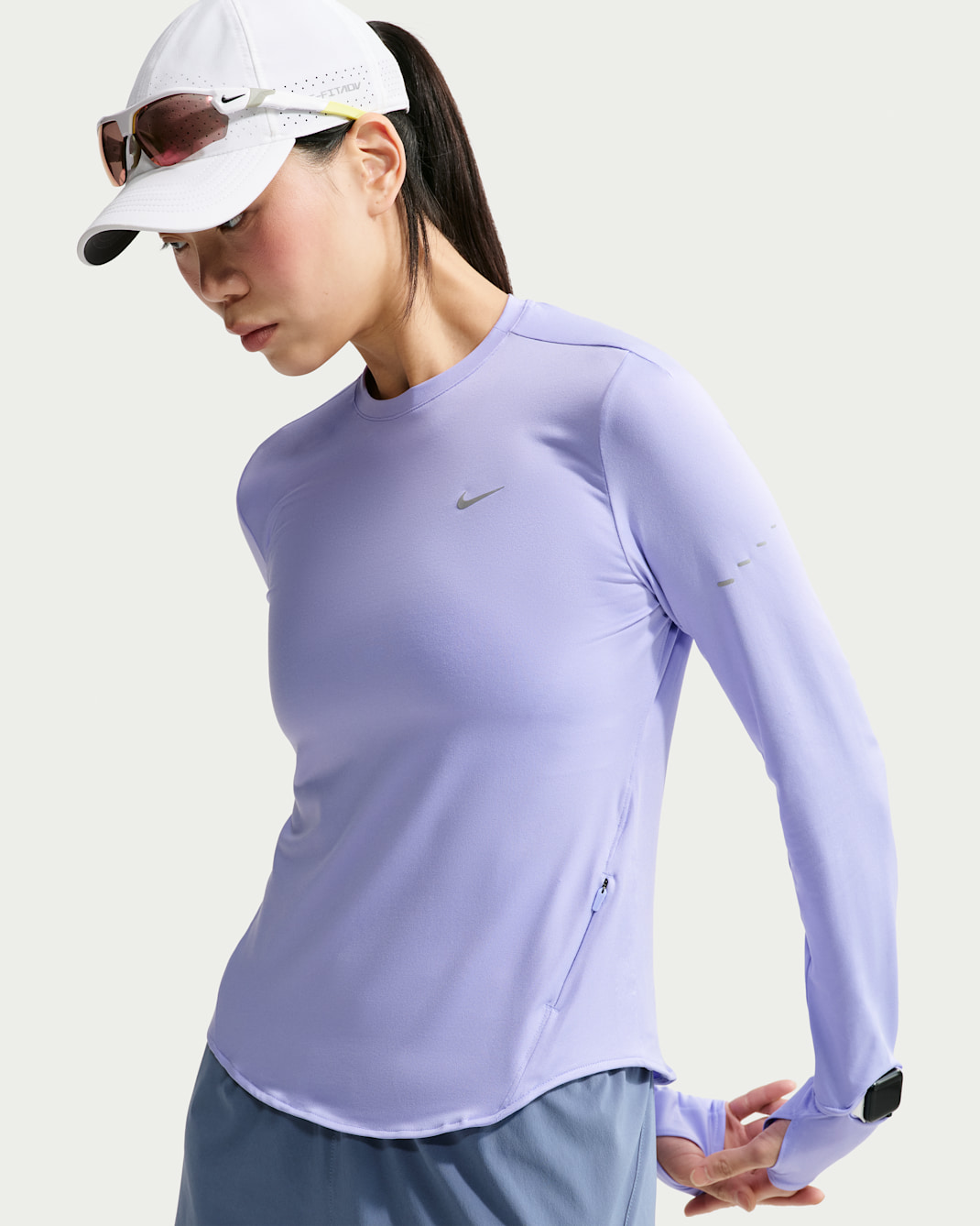 Nike Swift Women's Dri-FIT UV Long-Sleeve Crew-Neck Running Top - Purple Pulse