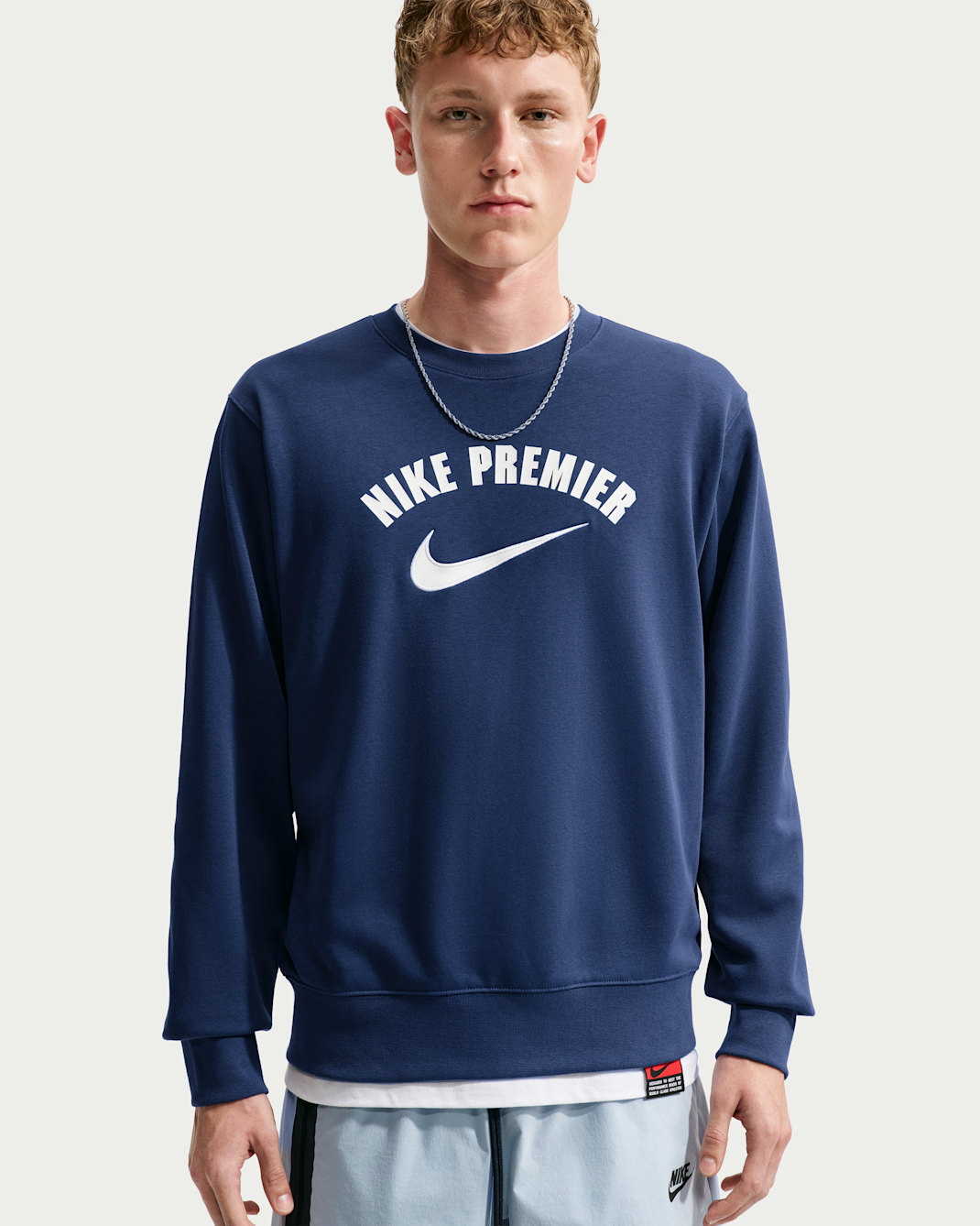 Nike Premier Men's Dri-FIT Soccer Fleece Crew - Midnight Navy/White