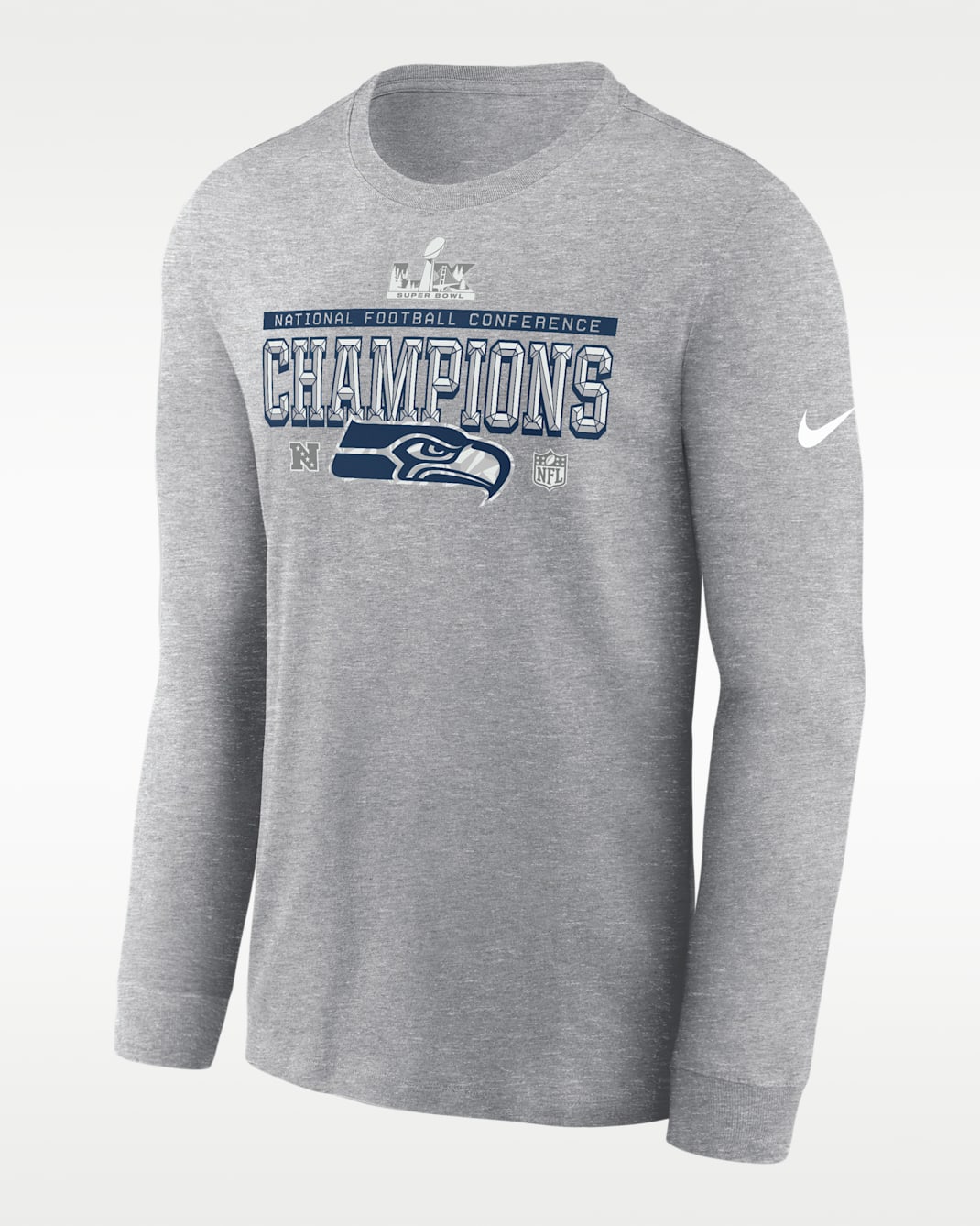 Seattle Seahawks 2026 NFC Champions Trophy Collection Men's Nike NFL Long-Sleeve T-Shirt - Heather