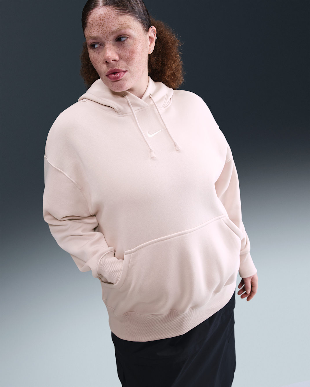 Sudadera con gorro sin cierre oversized de tejido Fleece para mujer Nike Sportswear Phoenix (talla grande) - Rojo sedimento/Vela