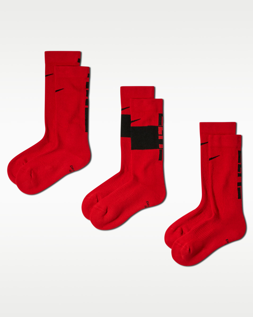 Nike Elite Kids' Basketball Crew Socks (3 Pairs) - University Red/Black