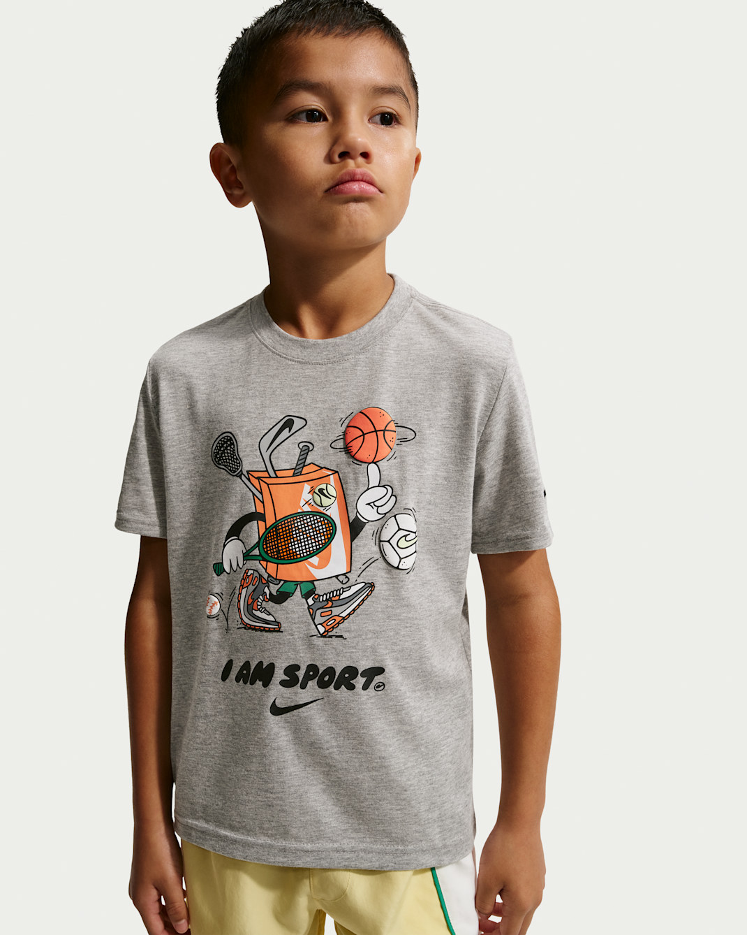 Nike Little Kids' "I Am Sport" Boxy Graphic T-Shirt - Grey