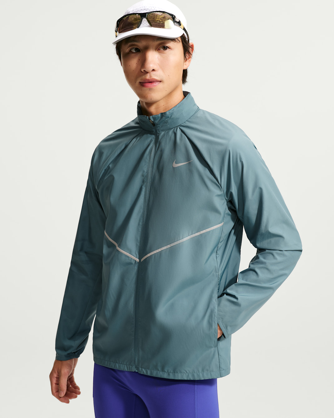 Nike マイラー メンズ レペル UVプロテクション ランニング ジャケット - スモーキーブルー/スモーキーブルー